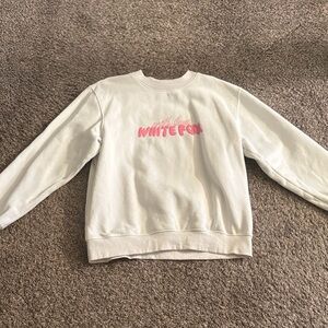 White Fox Boutique White and Pink Sweatshirt